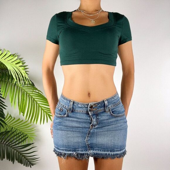 Vintage Y2K Indie Grunge Distressed Denim Jean Low Rise Micro Mini Skirt / 1 - Picture 1 of 5